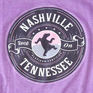 Girls Size Large Fitted Nashville Purple Rock On Graphic T-Shirt